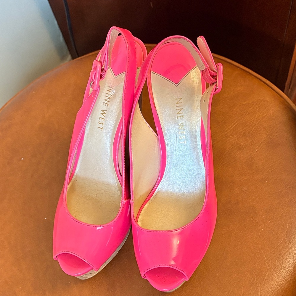 Nine West Hot Pink Peep Toe Heels